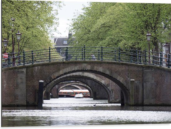 Merkloos / Sans marque Dibond - Amsterdam Bridge Photo on Aluminum - 80x60 cm
