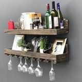 Rustieke Bohemian Wandplank (2 Stuks), Massief Wood, 90 x 13 x 20 cm | Walnootafwerking, Muur gemonteerd | Stijlvolle Opslag voor Home Decor & Organisatie