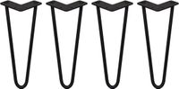 MonsterShop 4 x 30,5cm hairpin retro pootjes tafelpoten pinpoten - 2 staven - 12mm - zwart