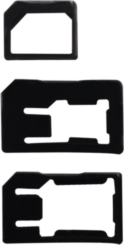 Bigben Connected, Set van 3 MicroSIM/NanoSIM naar SIM/Pic SIM Adapters, Zwart