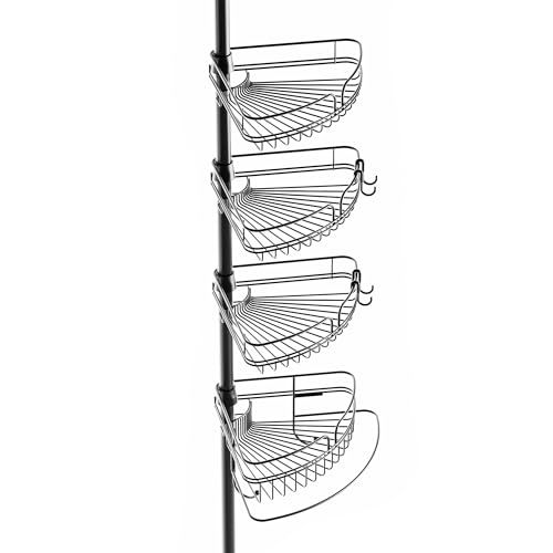 Zenna Home Tension Pole Shower Caddy - 4 Tier - Matte Black