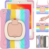 Commute Case voor iPad Pro 10.5 / Air3 2019, zware stabiele schokbestendige kinderhoes met displaybeschermfolie 3-in-1 schokbestendige bumper met 360° ringhouder standaard draagriem (kleurrijk poeder)