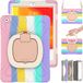 Commute Case voor iPad Pro 10.5 / Air3 2019, zware stabiele schokbestendige kinderhoes met displaybeschermfolie 3-in-1 schokbestendige bumper met 360° ringhouder standaard draagriem (kleurrijk poeder)