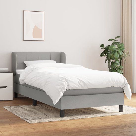 VidaXL Boxspring met matras stof lichtgrijs 90x190 cm