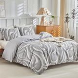 TRANKIELO® - Ensemble de housse de couette 3 pièces 220 x 240 cm – microfibre, gris – 2 taies d'oreiller 50 x 75 cm incluses