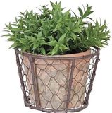 Esschert Design AT10 verouderde terracotta pot in metalen mand