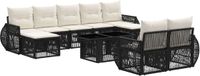 vidaXL Tuinbank Set 10 st Zwart en Crème Wit polyrattan