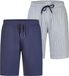 Phil & Co. Berlin Phil & Co Heren Korte Pyjamabroeken 2-Pack Grijs Gestreept/Donkerblauw - Maat XL