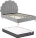 Vente-unique Cadre de lit tissu gris clair 140 x 190 cm
