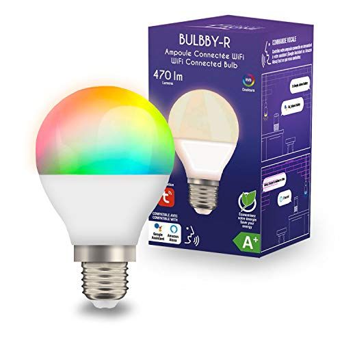 LOGICOM R Home Bulbby F slimme gloeilamp - E27/A+ - 5W (vervangt 50W) - 16 miljoen kleuren - Programmeerbaar en spraakbediening