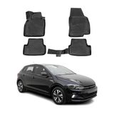 OMAC Rubbermatten Automatten Geschikt voor VW Polo mk6 Hatchback 2017-2026 TPE Automatten Zwart 4X