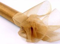 Merkloos Partydeco Organza stof - goud - glitters - 36 cm breed - nylon - decoratiestof - hobby