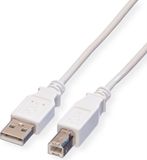 Value USB 2.0 Kabel, type A-B, wit, 4,5 m