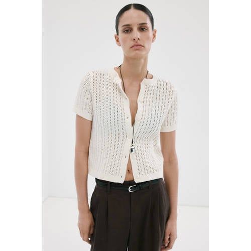 Mango Gebreid Vest Crème