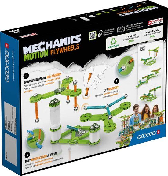 Geomag Mechanics Motion Recycled Flywheels - Magnetisch Constructiespeelgoed met Vliegwielen - 96-delig