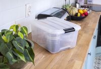 Famanu Set van 3 opbergdozen, 15 L, met clips, stapelbaar, woonkamer, slaapkamer, Garage - B39 x D28,5 x H18 cm - TB-15 - Transparant
