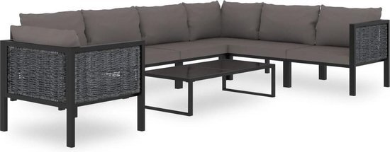 vidaXL 8-delige Loungeset met kussens poly rattan antraciet