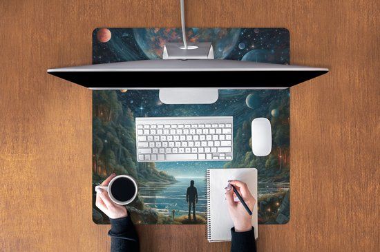 MousePadParadise XXL Mouse Pad - Desk Pad - Mountain - Water - Moon - Stars - 80x80 cm