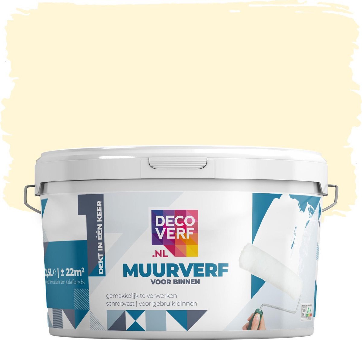 Decoverf.nl Decoverf muurverf mat, Zachtgeel, 2.5L