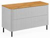 3xE living Meuble de salle de bain 100, Blanc, dessus chêne artisanal, pieds noirs, 100,8 x 44,2 x 65 cm