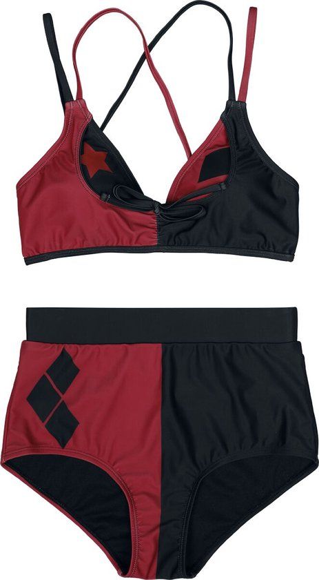 Batman Harley Quinn Stars and Diamonds Dames Bikini Set - rood/zwart - L