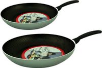Merkloos Koekenpan/hapjespan - 2x stuks - zilver - dia 30/22 cm - anti-aanbaklaag - alle warmtebronnen