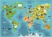 DERFORM Placemat à couches, carte du monde, animaux