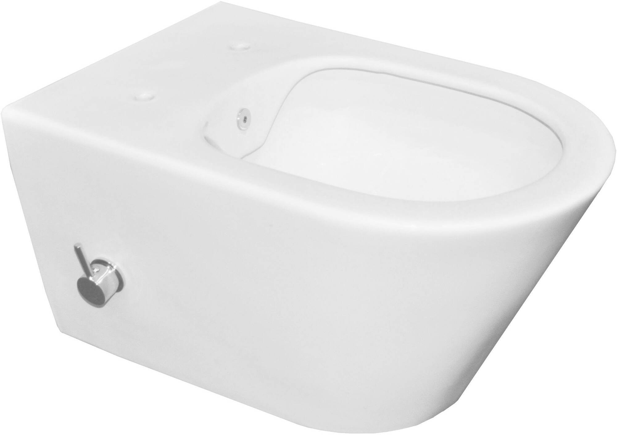 Saqu Wash 2.0 randloos hangtoilet met warm/koud water bidetkraan 35,5x53cm Mat wit