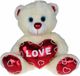 Krüger & Gregoriades Krueger Pluche knuffelbeer - wit/rood - Valentijn Love hartje - 15 cm - cadeau - liefde