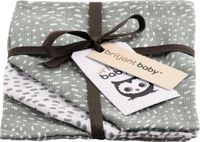 Briljant Baby - Washandjes Hydrofiel Minimal Dots (3pack) - Stone Green