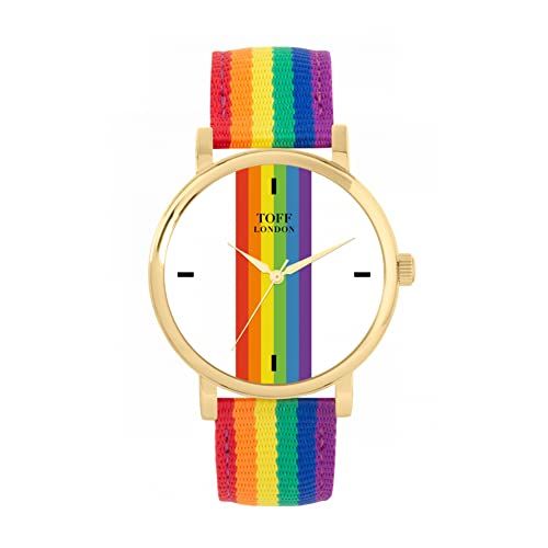 Toff London Pride Lineaire witte wapenstokken Horloge