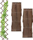 Relaxdays Plantenklimrek set van 3 - uitschuifbaar - 180 cm - hout - trellis - bruin