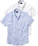 Babista Heren Overhemden Set van 2 - Wit - Maat 43/44 - Katoen - Korte Mouw - Regular Fit - Casual