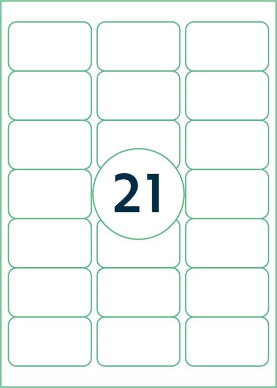 Rillprint etiketten - A4 - 2100 stickers - 63,5 x 38,1 mm - wit