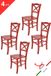 t m c s Tommychairs Cross - Eetkamerstoelen - Set van 4 - Rood - Hout
