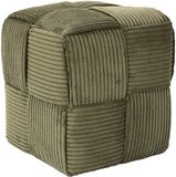 Home Deco Factory Poef/krukje Cocoon - ribstof - olijfgroen - 36 x 36 x 38 cm