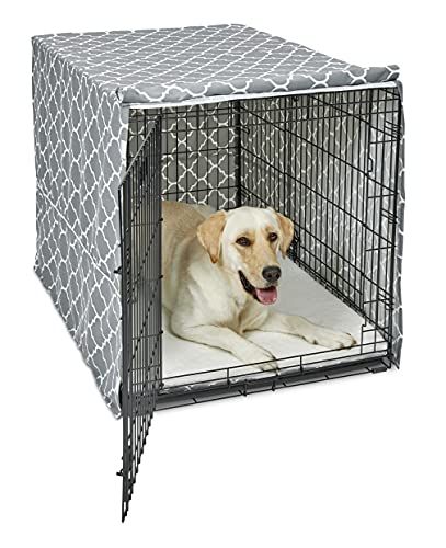 Dog Crate Cover - Fits 106cm Crates - Light Grey Designer Pattern