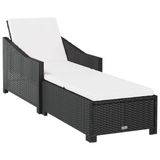 VidaXL Ligbed met crèmewit kussen poly rattan zwart