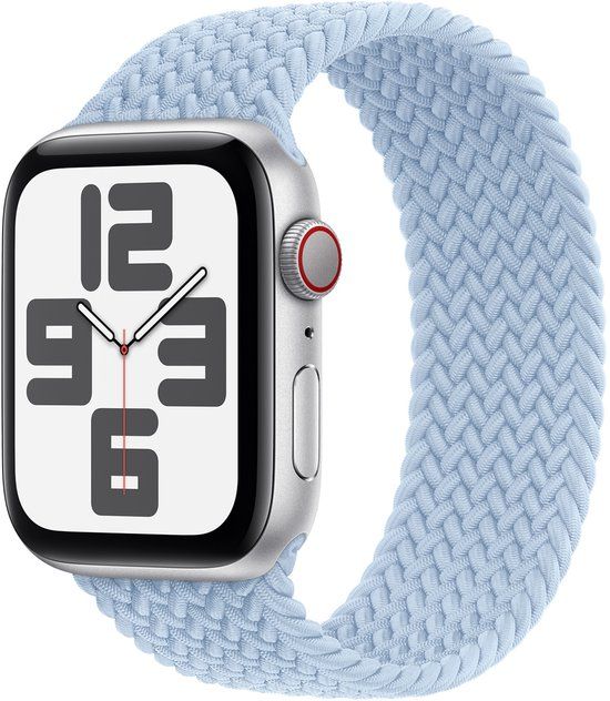 Apple Gevlochten solobandje voor de Apple Watch | 44/45/46/49 mm - Maat 1 - Lichtblauw