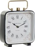 Item International Tafelklok Zurich - titanium/wit - H27 cm - Dia klok 19 cm - glas/metaal - Romeinse cijfers