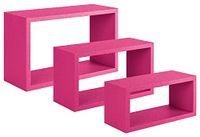 Homemania Trittico wandrek voor woonkamer, slaapkamer, kantoor, MDF, Fuxia 45 x 27 x 15,5/40 x 22 x 15,5/35 x 17 x 15,5 cm