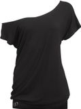 Papillon Sport T-shirt Off Shoulder Dames - Zwart - Maat XL