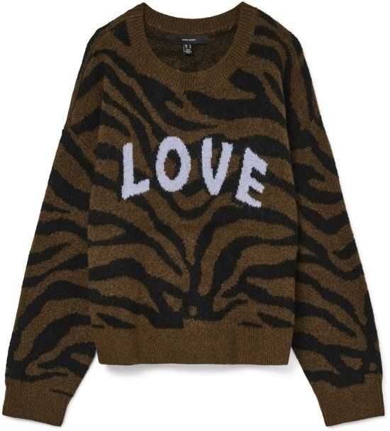 Vero Moda Trui Vmnewkai Ls O-neck Pullover Boo 10331271 Emperador/w. Black Dames Maat - S