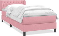 vidaXL Boxspring met matras fluweel roze 80x220 cm