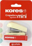 Kores Mini-nietmachine zacht geel + 1000 nietjes 24/6, compatibel met 26/6, compact formaat 6 x 4,5 x 3 cm, capaciteit 12 vellen papier 80 g, genietafstand 17 mm, ideaal als kantoormateriaal