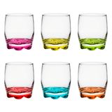 Glasmark Drinkglazen Tumblers - glas - gekleurde basis - 6x stuks - 250 ml - waterglazen