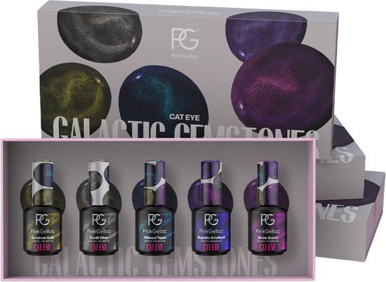 Pink Gellac Cat Eye Collectie Box Galactic Gemstones - Gellac Set van 5 x 15 ml Kleuren Gellak