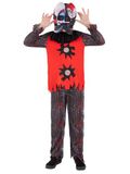Smiffys Kinderen 2-koppige grinnikt de clownskostuum, griezelig dubbelhoofd, verkleden enge circusclown, Halloween-outfit met shirtbroek en masker voor jongens