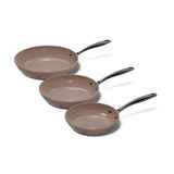 Cook and Pan Cook & Pan - Taupe of Mind Koekenpannenset 3-delig + 3 glazen deksels - PFAS vrij - Inductie Keramisch - Non stick - 7 jaar garantie - Taupe