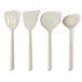 Amazon Basics Siliconen Set Kooklepels en Pollepels, 4-delige Set, Zachte Handgreep, BPA-vrij, Vaatwasbestendig, Linnengrijs